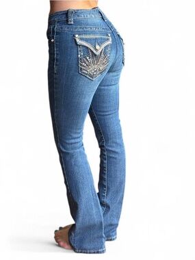 Vintage low rise bootcut Nine West jeans with studded back pockets